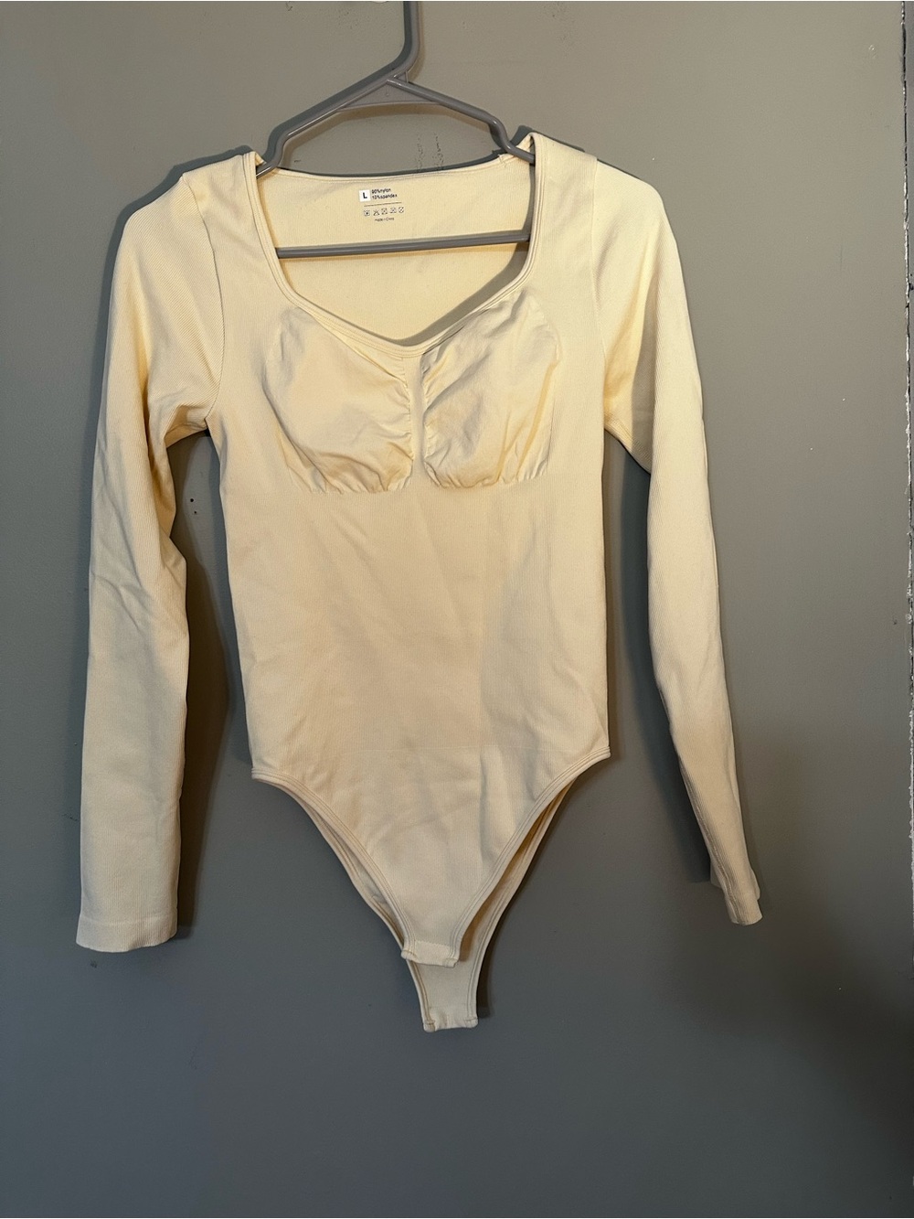 Cream Long Sleeve Sweetheart Bodysuit
